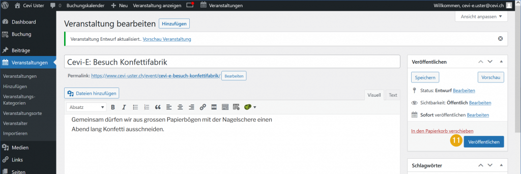 Termin veröffentlichen Termin veröffentlichen